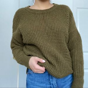 madewell olive army green knitted sweater